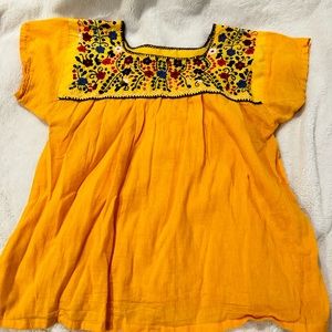 Yellow Mexican floral shirt